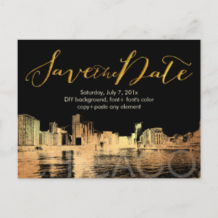 Carte Postale Faire-part PixDezines/Enregistrer la date/Or/Bord du lac de C
