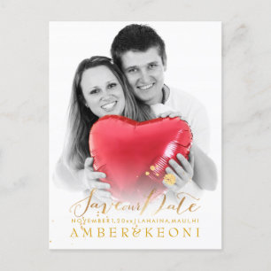 Carte Postale Faire-part PixDezines Enregistrer la date/stylish Faux Gold S