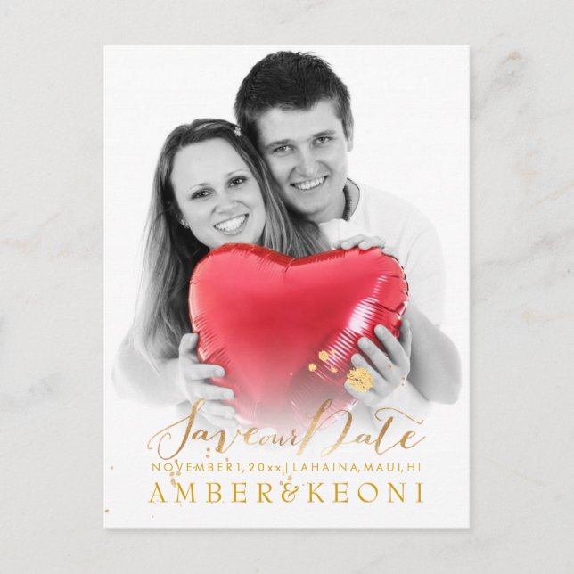 Carte Postale Faire-part PixDezines Enregistrer la date/stylish Faux Gold S (Devant)