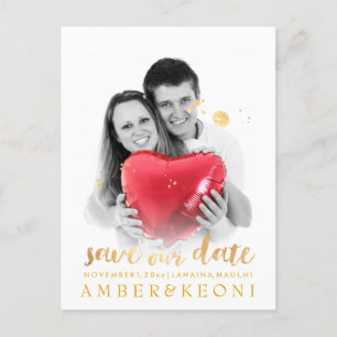 Carte Postale Faire-part PixDezines Enregistrer la date/stylish Faux Gold S