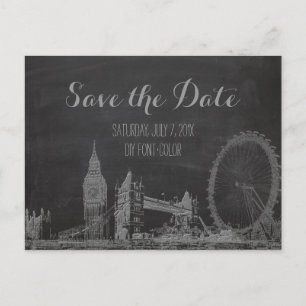 Carte Postale Faire-part PixDezines/enregistrer la date/tableau noir/londre
