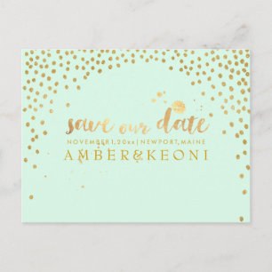 Carte Postale Faire-part PixDezines fausse or/confetti/date/couleur do-it-y
