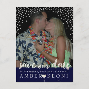 Carte Postale Faire-part PixDezines faux argent/confetti/date de sauvegarde