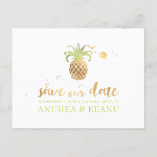 Carte Postale Faire-part PixDezines Faux Gold Ananas/Enregistrer la date