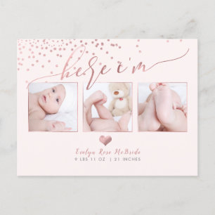Carte Postale Faire-part PixDezines Faux Rose Gold Confetti/Faire Annoncer