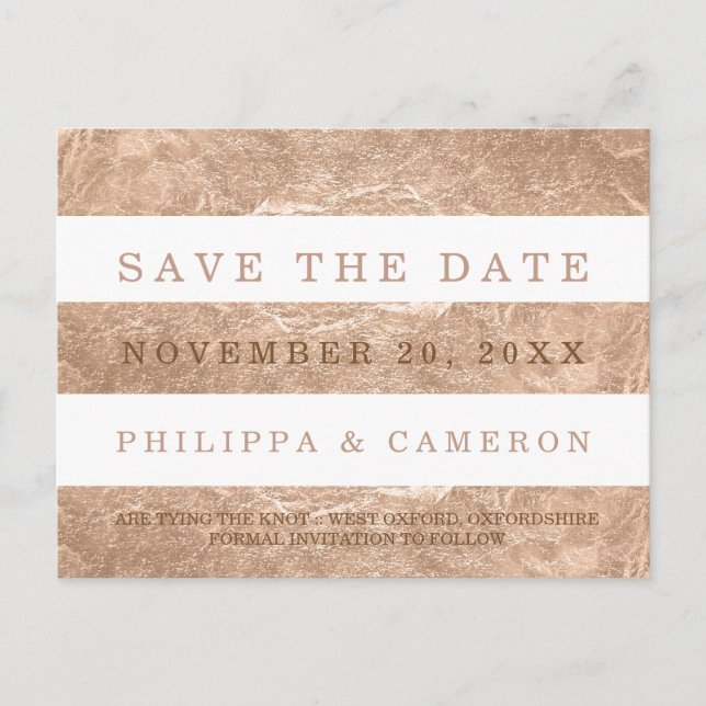 Carte Postale Faire-part PixDezines Faux Rose Gold Foil/carte de date (Devant)