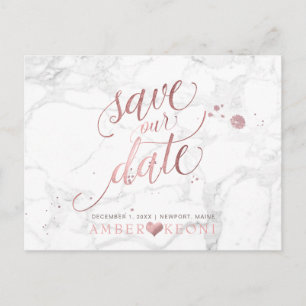Carte Postale Faire-part PixDezines Faux Rose Gold/Marble/Save our Date