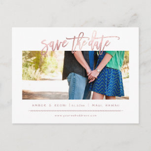 Carte Postale Faire-part PixDezines Faux Rose Gold Moderne Pinceau Script