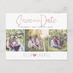 Carte Postale Faire-part PixDezines Faux Rose Gold Sauvez notre date