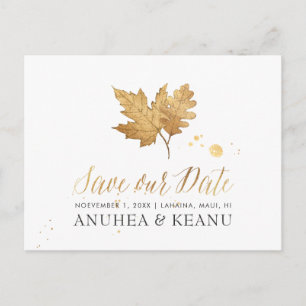 Carte Postale Faire-part PixDezines FauxGold Fall Foliage/Save our Date