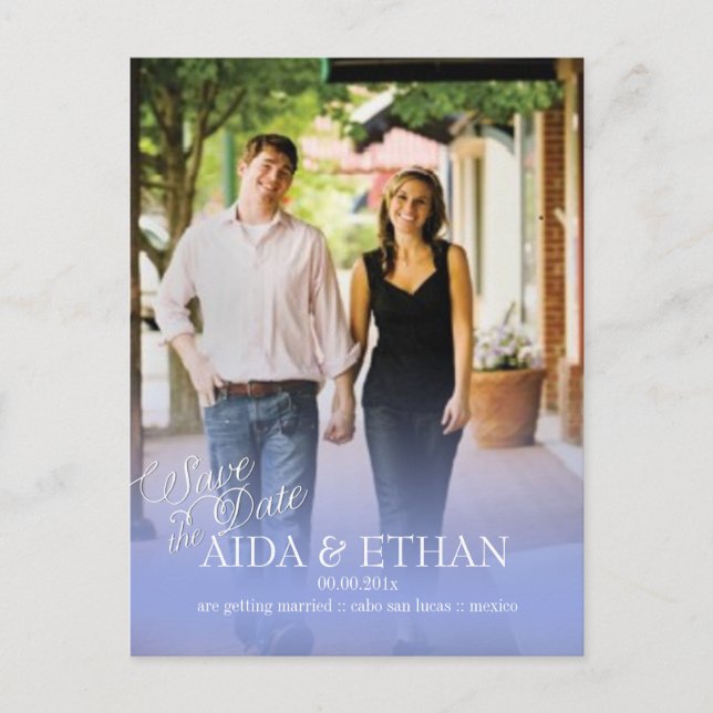 Carte Postale Faire-part PixDezines photo/date de sauvegarde (Devant)