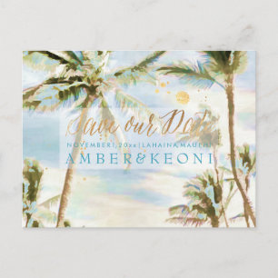 Carte Postale Faire-part PixDezines Plage à l'aquarelle Enregistrer la date