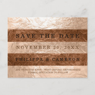 Carte Postale Faire-part PixDezines Rose Gold+Copper Foil/date de sauvegard