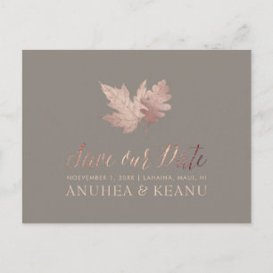 Carte Postale Faire-part PixDezines Rose Gold Fall Foliage/Save our Date