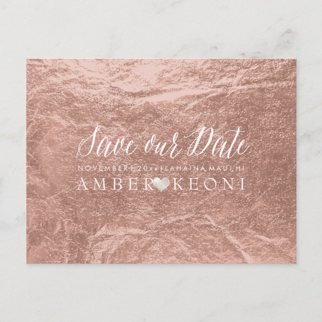 Carte Postale Faire-part PixDezines Rose Gold/Faux Feuille/Save Date (Devant)