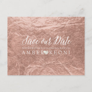 Carte Postale Faire-part PixDezines Rose Gold/Faux Foil/Save Date
