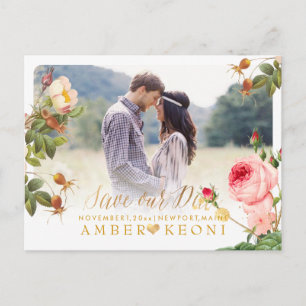 Carte Postale Faire-part PixDezines Roses Anciens Enregistrer la Date