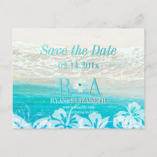 Carte Postale Faire-part PixDezines sauve date plage+vagues