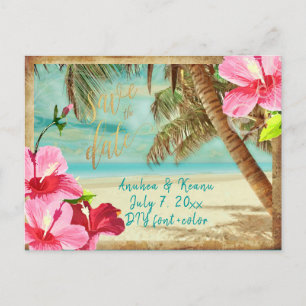 Carte Postale Faire-part PixDezines/sauvegarder la date/la plage tropicale 