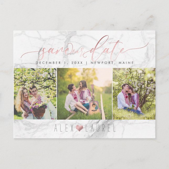 Carte Postale Faire-part PixDezines Sauvegarder notre Date/Fausse Rose Gold (Devant)