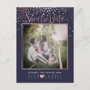 Carte Postale Faire-part PixDezines Sauvegardez la Confetti d'or Date/Faux 