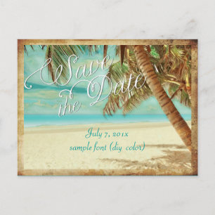 Carte Postale Faire-part PixDezines/sauver la date/plage tropicale vintage