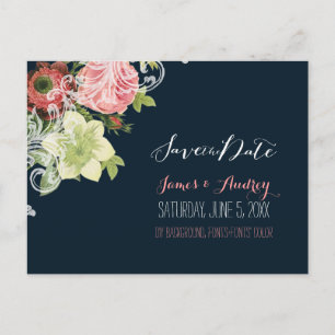 Carte Postale Faire-part PixDezines sauvez la date/roses vintage