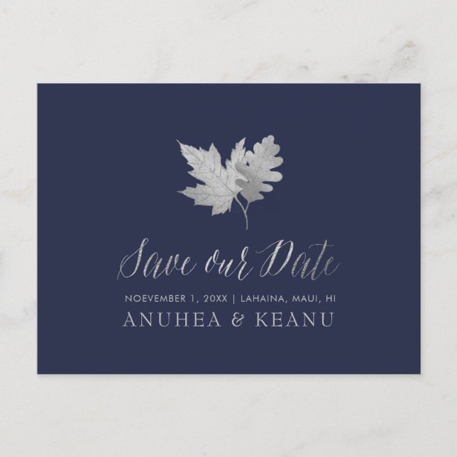 Carte Postale Faire-part PixDezines Silver Fall Foliage/Save our Date (Devant)