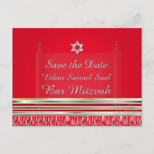 Carte Postale Faire-part PixDezines TALLIT/RED/MITZVAH ENREGISTRER LA DATE