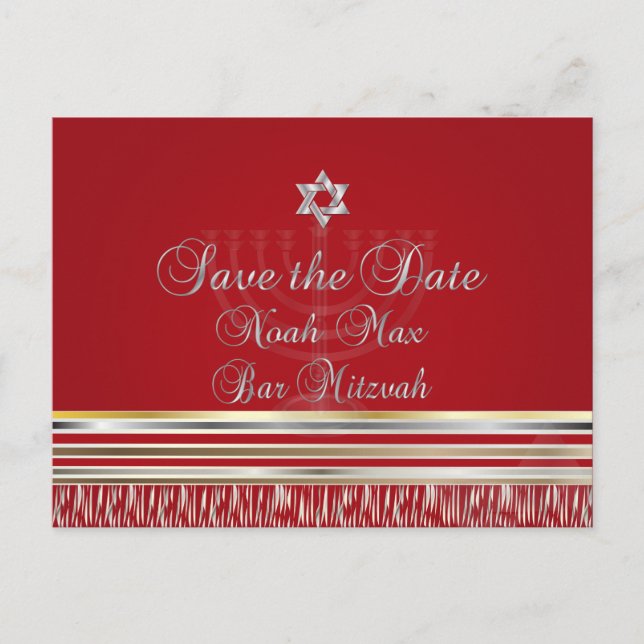 Carte Postale Faire-part PixDezines TALLIT/RED/MITZVAH ENREGISTRER LA DATE (Devant)