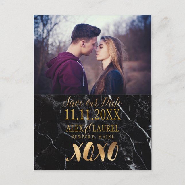 Carte Postale Faire-part PixDezines XOXO/ENREGISTREZ NOTRE DATE/MARBLE (Devant)