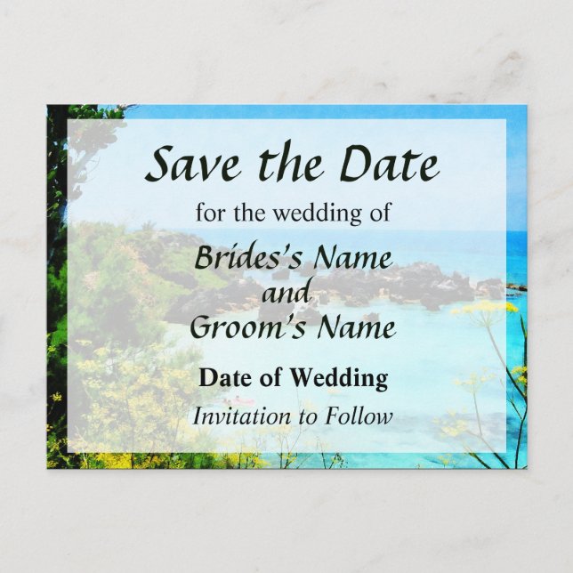 Carte Postale Faire-part Plage à St. George Bermudes Enregistrez la date (Devant)