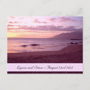 Carte Postale Faire-part Plage au coucher du soleil, enregistrez la date