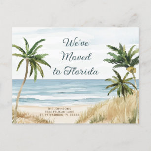 Carte Postale Faire-part Plage aux Palmiers Tropicaux Nouvelle Adresse