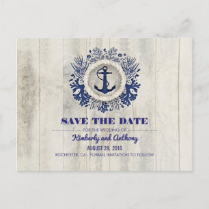 Carte Postale Faire-part Plage de la marine nautique rustique de Driftwood 