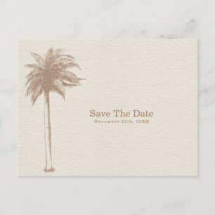 Carte Postale Faire-part Plage de palmiers marrons vintage Enregistrer la d
