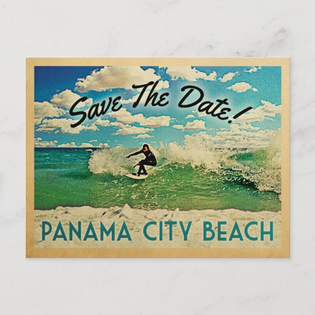 Carte Postale Faire-part Plage de Panama City Enregistrer La Date Floride S (Devant)