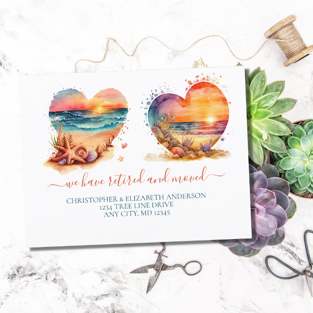 Carte Postale Faire-part Plage Océan Sunset Retraite Déménagement (Créateur téléchargé)
