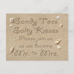 Carte Postale Faire-part Plage Sandy Toes Salty Kisses Sauvez la date rose