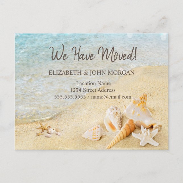 Carte Postale Faire-part Plage Seashells Sand Moving (Devant)