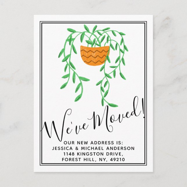 Carte Postale Faire-part Plante de maison en pot tendance Nouveau déménagem (Devant)