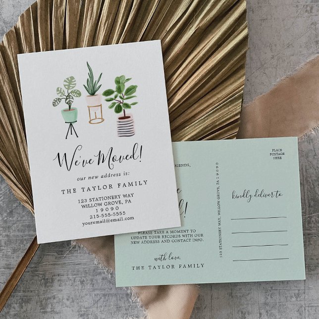 Carte Postale Faire-part Plantes de Maison en Pot Nous Avons Déménagé (Créateur téléchargé)