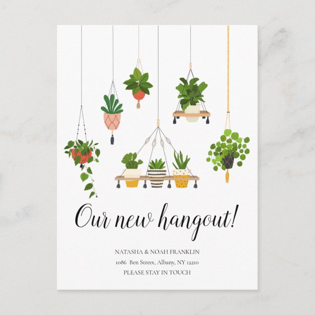 Carte Postale Faire-part Plantes Suspendues Nouvelle Adresse Nous Avons Dém (Devant)