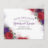 Plum Purple et Bourgogne Rouge Floral Enregistrer 