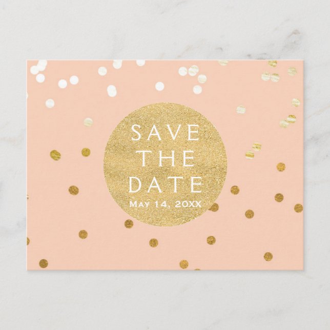 Carte Postale Faire-part Poche & Or Points Confetti brillants Enregistrer L (Devant)