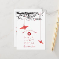 Poignée Origami Grues Papier Rouge Zen Enregistrer
