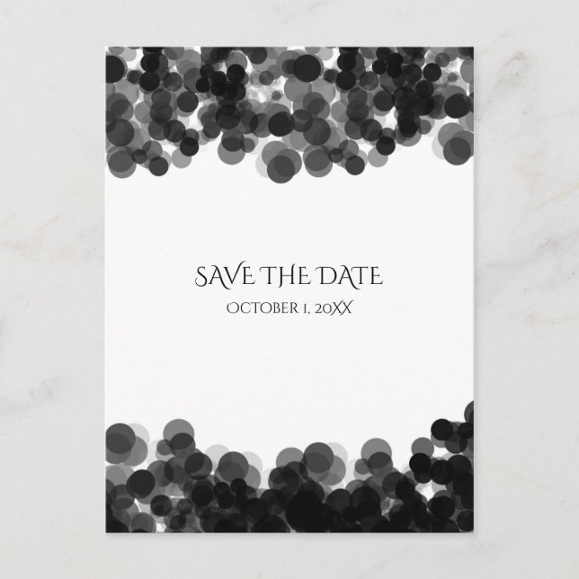 Carte Postale Faire-part Points de caviar noir et blanc pour mariage Save T (Devant)