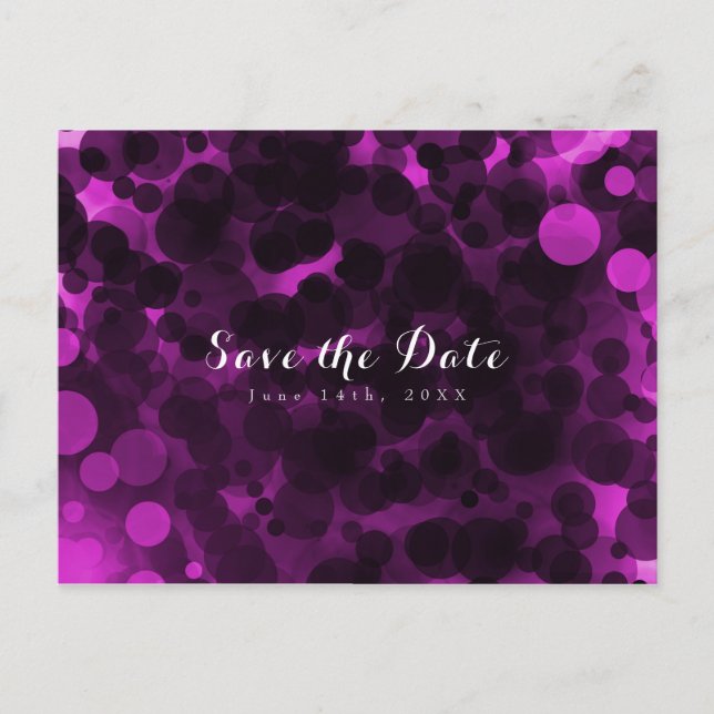Carte Postale Faire-part Points roses et noirs Save the Date de fête modern (Devant)