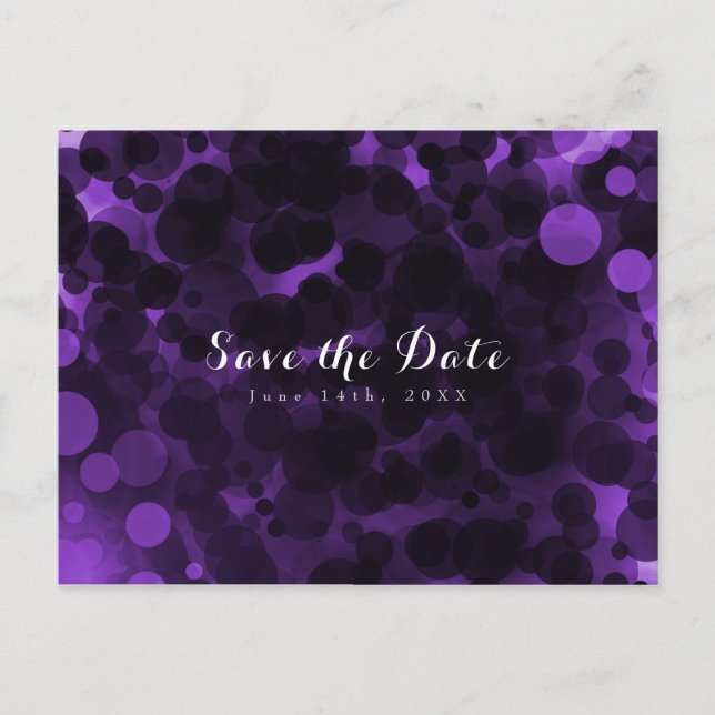 Carte Postale Faire-part Points violets et noirs Modern Party Save the Date (Devant)