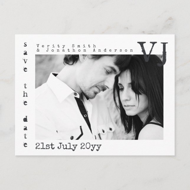 Carte Postale Faire-part Police de machine à écrire Enregistrez la date du  (Devant)